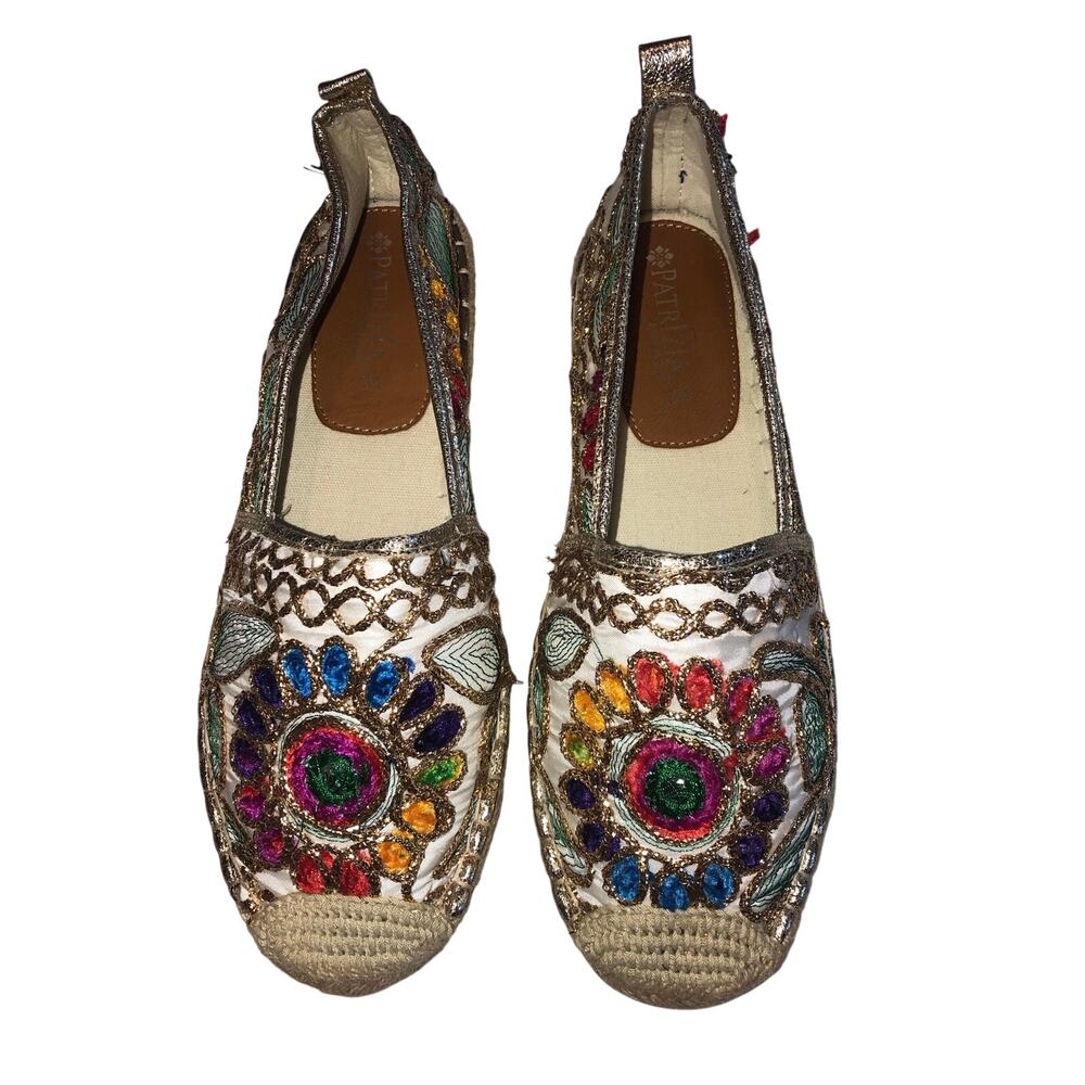Patrizia Spring Step Maylis Embroidered Espadrilles Size 39 8-8.5 Boho Flats - Picture 1 of 9